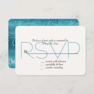 Glitzy Aqua Blue UAWG RSVP Karte