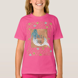 Glitzy Aqua Mermaid Blue Gold Sparkone Glitzer     T-Shirt
