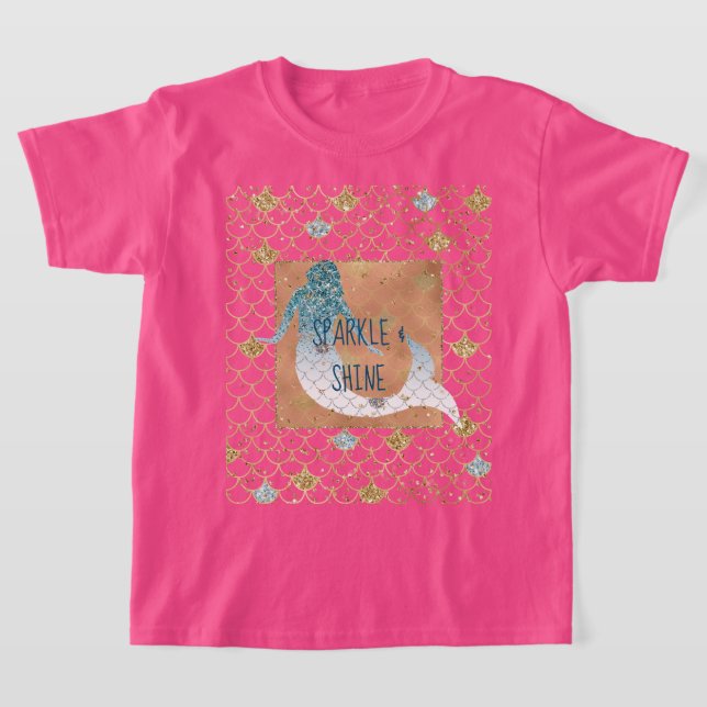 Glitzy Aqua Mermaid Blue Gold Sparkone Glitzer     T-Shirt (Ablage )