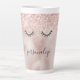 Glitzy Black Eyelashes Blush Pink Glitzer    Milchtasse