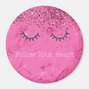 Glitzy Black Eyelashes Rosa Marmor Glitzer Magnet