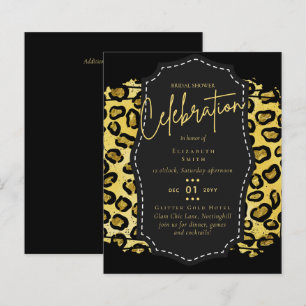 Glitzy Black Gold Brautparty Einladungen