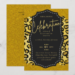 Glitzy Black Gold Brautparty Einladungen
