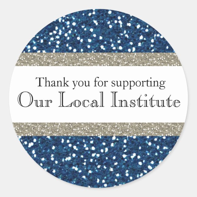 Glitzy Blue Silver personalisiertes Siegel Runder Aufkleber (Vorderseite)