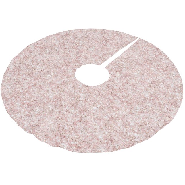 Glitzy Blush Pink Glitter Christmas Polyester Weihnachtsbaumdecke (Schrägansicht)