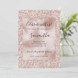 Glitzy Blush Pink Glitzer Einladung