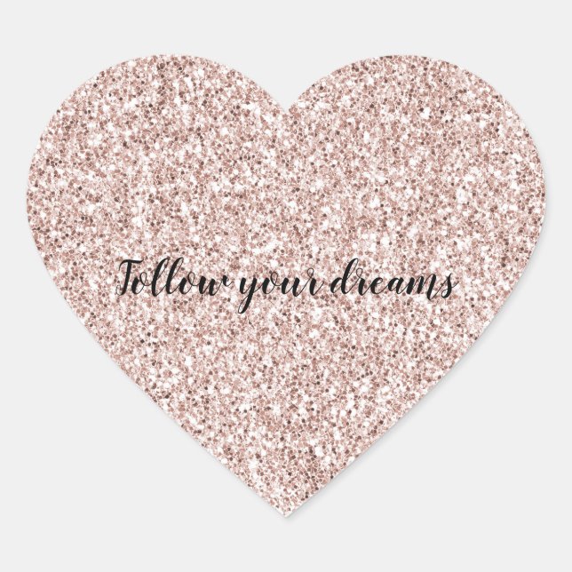 Glitzy Blush Pink Glitzer Herz-Aufkleber (Vorderseite)