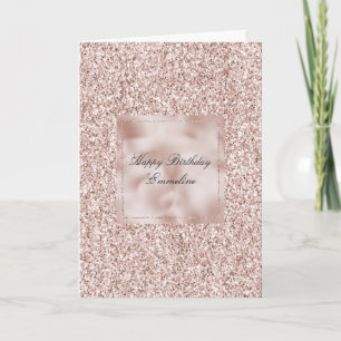 Glitzy Blush Rosa Glitter Geburtstag   Karte