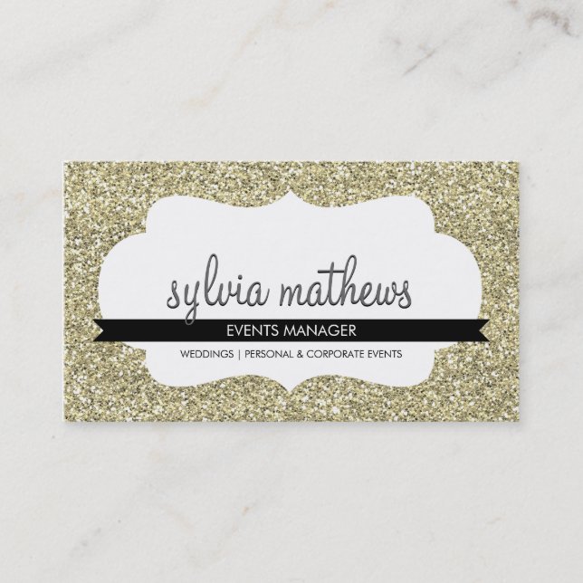 GLITZY BUSINESS CARD funkelnd Glitzer Blassgold Visitenkarte (Vorderseite)