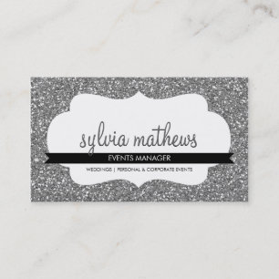 GLITZY BUSINESS CARD funkelnd Glitzer Silber Visitenkarte