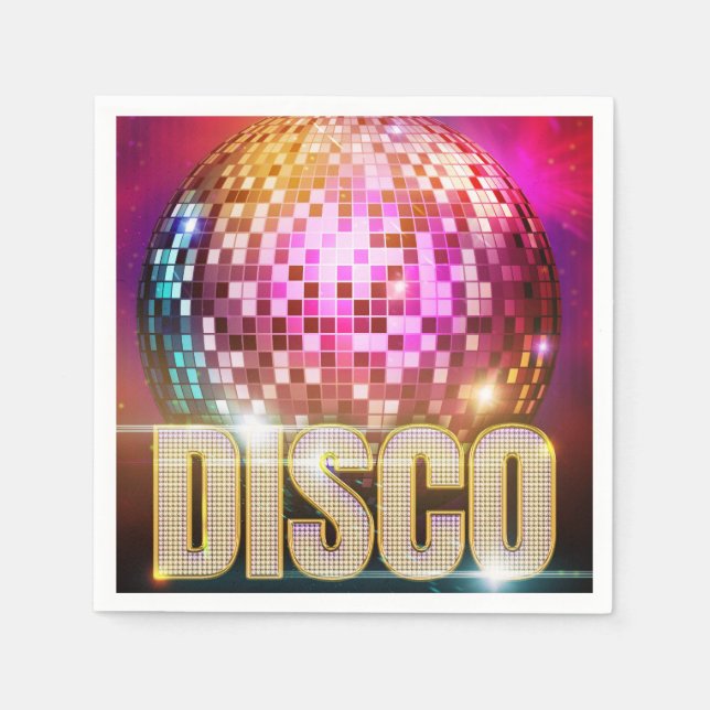 Glitzy Disco Ball der 70er Jahre| Retro Disco Danc Serviette (Vorderseite)