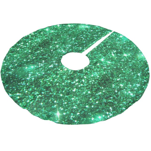 Glitzy Emerald Green Glitzer Polyester Weihnachtsbaumdecke (Schrägansicht)