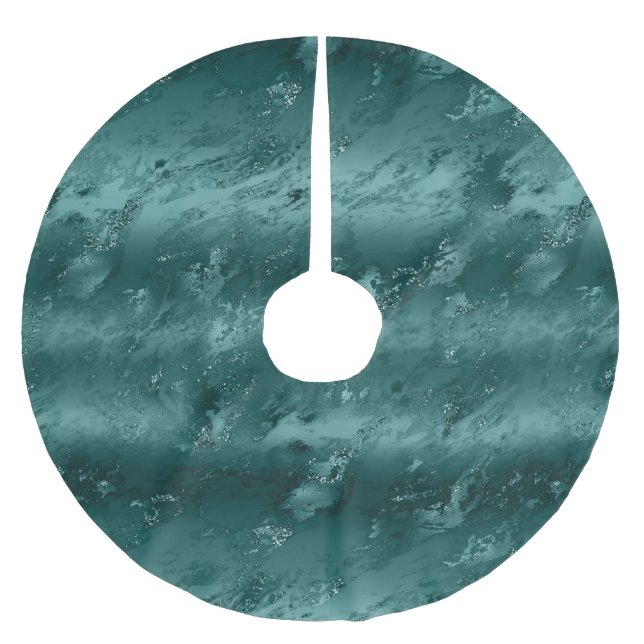 Glitzy Emerald Green Marble Weihnachten Polyester Weihnachtsbaumdecke (Vorderseite)