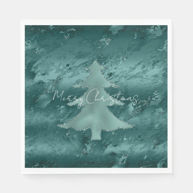 Glitzy Emerald Green Ombre Marble Serviette (Vorderseite)