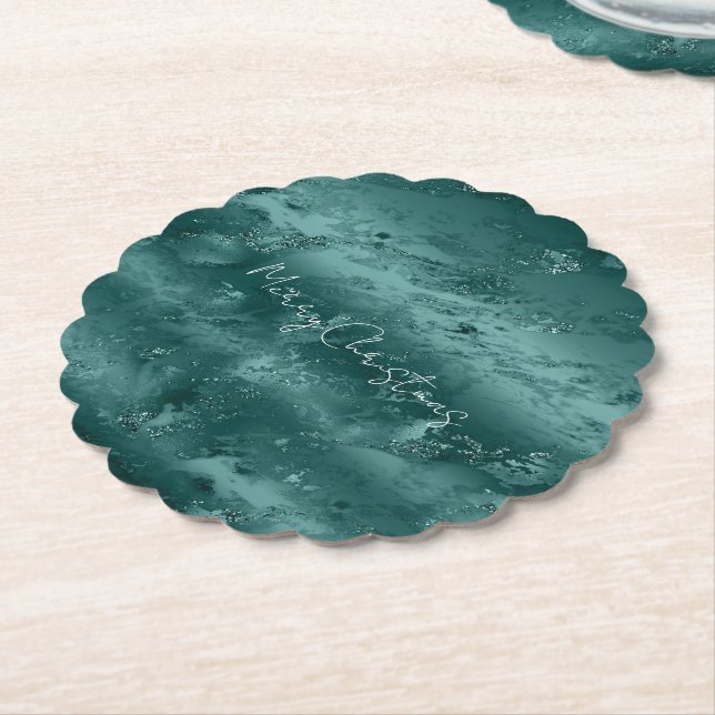 Glitzy Emerald Green Ombre Marble Untersetzer (angewinkelt)