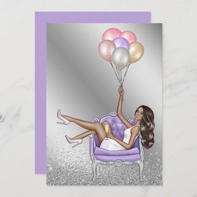 Glitzy Fashionista Junggeselinnen-Abschied Einladu Einladung (Vorne/Hinten)