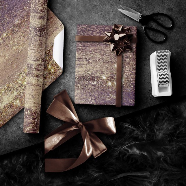 Glitzy Foil | Bronze Taupe Imitats Glitzer Sparkas Geschenkpapier (Von Creator hochgeladen)