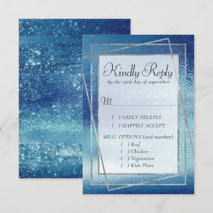 Glitzy Foil Eisblauer Imitat Iridescent Meale Op RSVP Karte