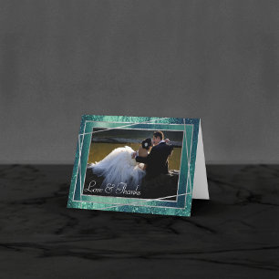 Glitzy Foil   Foto von Sea Green Aqua Sparkle Dankeskarte