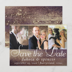 Glitzy Foil   Golden Bronze Copper Glam 3 Foto Save The Date