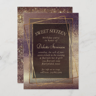 Glitzy Foil | Golden Bronze Copper Sparkle Party Einladung