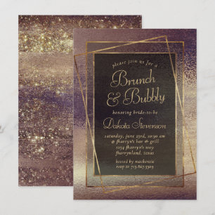 Glitzy Foil   Golden Bronze Kupfer Bubbly Brunch Einladung