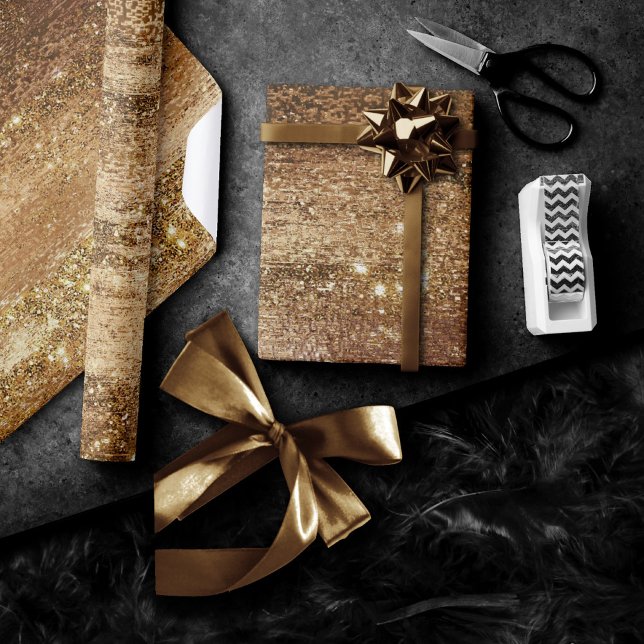 Glitzy Foil | Golden Bronze Kupfer Imitat Sparkor Geschenkpapier (Von Creator hochgeladen)