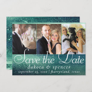 Glitzy Foil Green Aqua Sparkone 3 Foto Save The Date