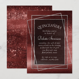 Glitzy Foil | Henna Crimson Red Glitter Birthday Einladung