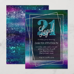 Glitzy Foil Holographic Dark Ombre 21 and Legal Einladung