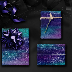 Glitzy Foil   Holographic Iridescent Dark Ombre Geschenkpapier Set