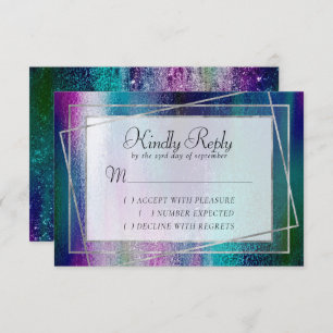 Glitzy Foil   Holographic Iridescent Dark Ombre RSVP Karte