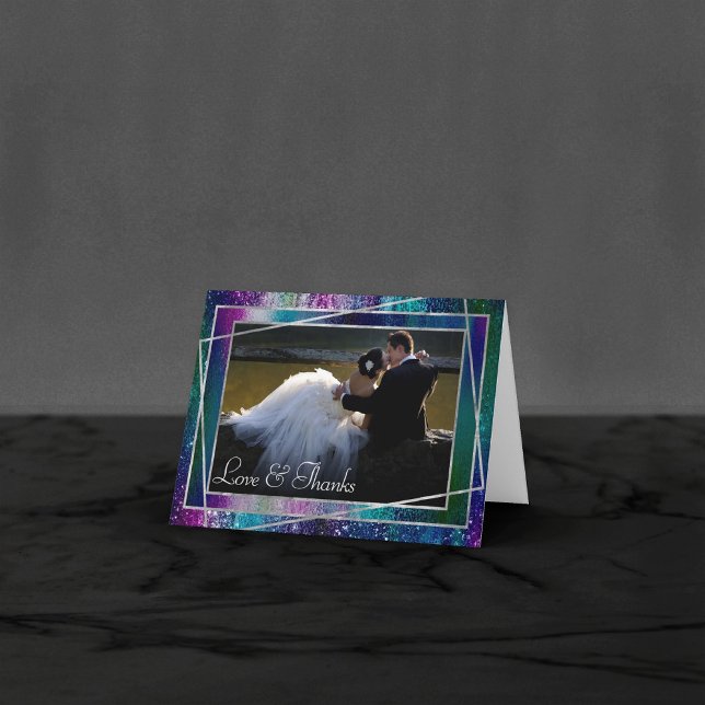 Glitzy Foil | Holographic Iridescent Ombre Foto Dankeskarte (Von Creator hochgeladen)