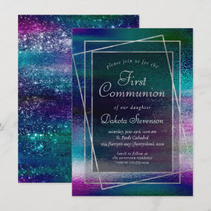 Glitzy Foil Holographic Ombre Erste Kommune Einladung