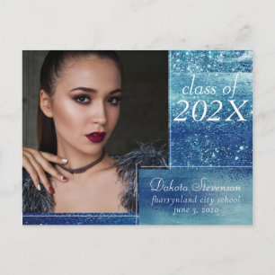 Glitzy Foil Ice Blue Iridescent Foto Vielen Dank Postkarte