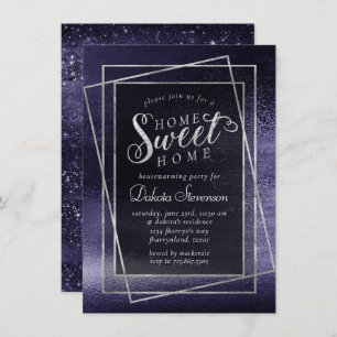 Glitzy Foil   Indigo Lila Imitate Mitternacht Shim Einladung