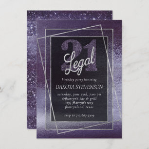 Glitzy Foil Indigo Midnight Lila 21 und Legal Einladung