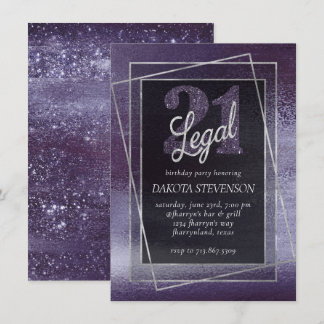 Glitzy Foil | Indigo Midnight Lila 21 und Legal Einladung