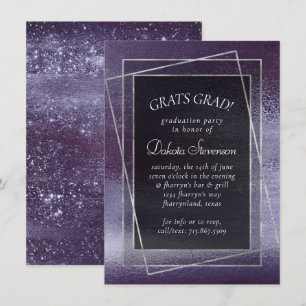 Glitzy Foil Indigo Midnight Lila Abschluss Einladung