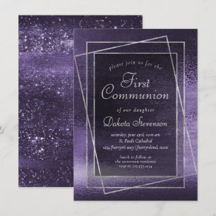 Glitzy Foil Indigo Mitternacht Lila 1. Kommune Einladung