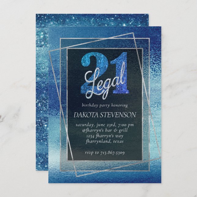 Glitzy Foil | Iridescent Ice Blue 21 und Legal Einladung