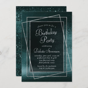 Glitzy Foil   Kleeblatt Green Glam Birthday Party Einladung