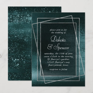 Glitzy Foil   Kleeblatt Green Imitats Metallische  Einladung