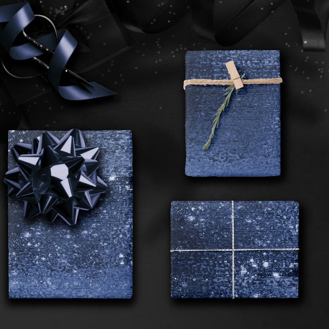 Glitzy Foil | Navy Blue Dark Imitats Glitzer Spark Geschenkpapier Set (Von Creator hochgeladen)