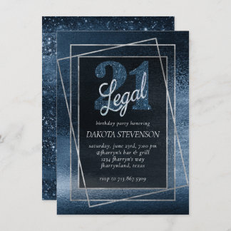 Glitzy Foil | Navy Blue Imitats Glitzer 21 und Rec Einladung