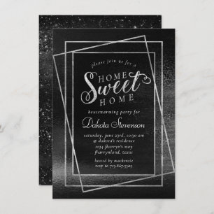 Glitzy Foil   Platinum Silver Shimmer Housewärme Einladung