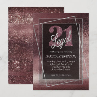 Glitzy Foil | Rose Gold Blush Glam 21 und Recht Einladung