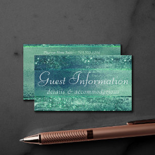 Glitzy Foil   Seafoam Iridescent Green Guest Info Begleitkarte