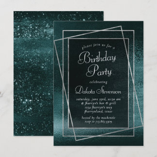 Glitzy Foil | Shamrock Green Glam Birthday Party Einladung
