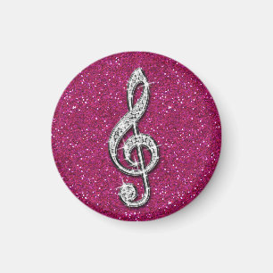 Glitzy Funkelnd Diamond Musiknote Magnet